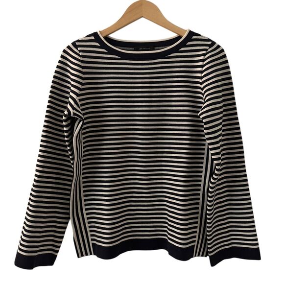 Ann Taylor Sweaters - Ann Taylor Blue and White Stripe Crewneck Viscose Thick Sweater Size M